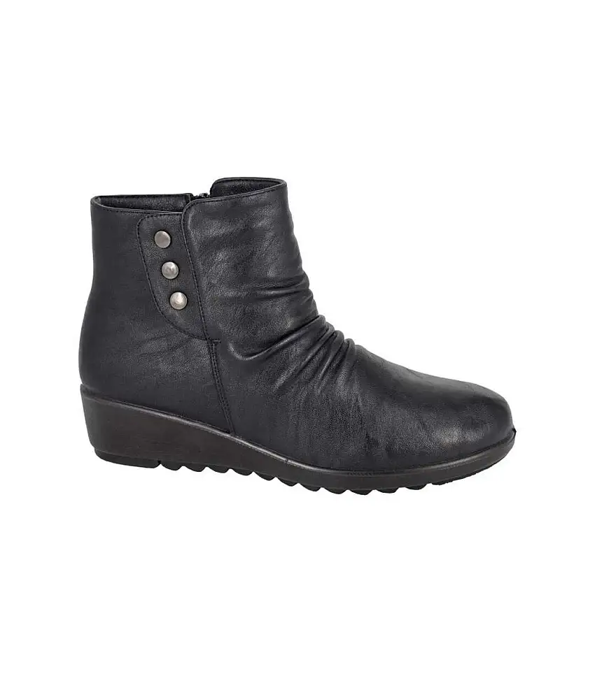 Womens/ladies Zip Ankle Boots Black Boulevard