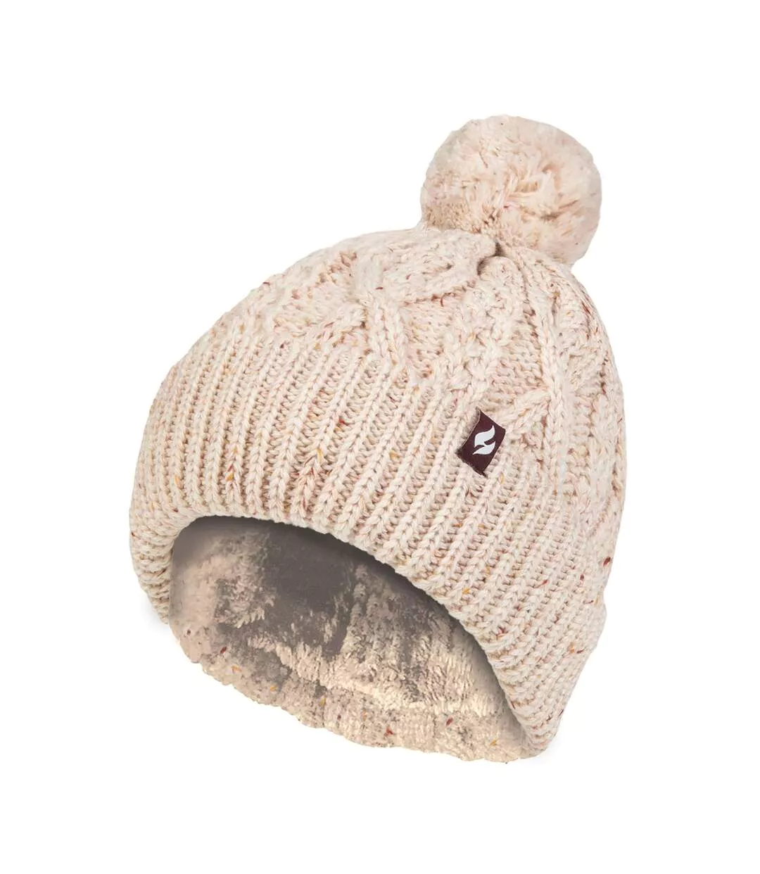 Cozy Pom Pom Bobble Hat for Women | Cable Knit Beanie with Fleece Lining