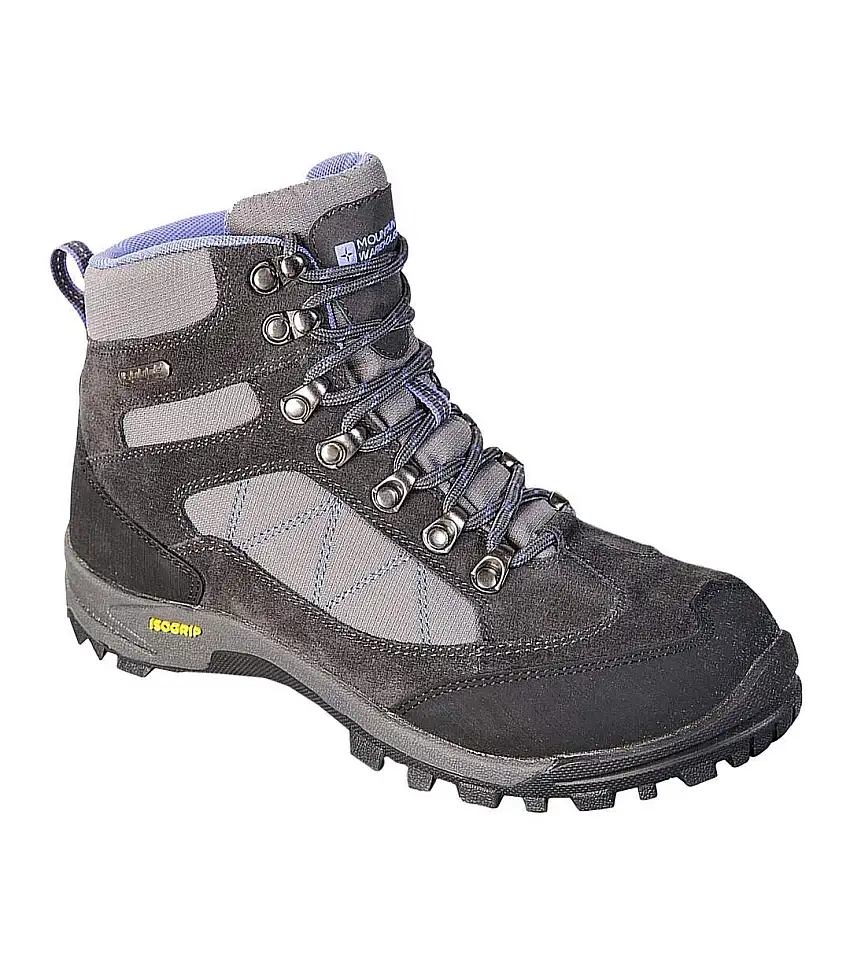Womens/ladies Storm Suede Walking Boots Grey Charcoal Purple Mountain Warehouse