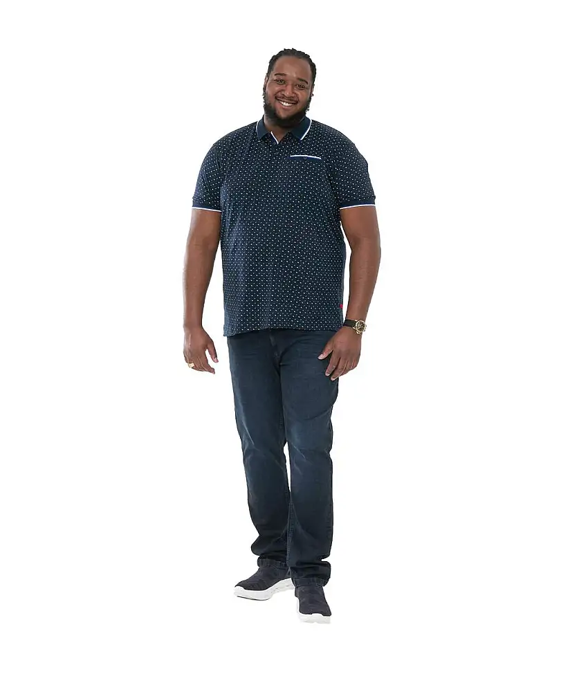 Mens D555 Oakley All-over Print Jersey Kingsize Polo Shirt Navy Duke