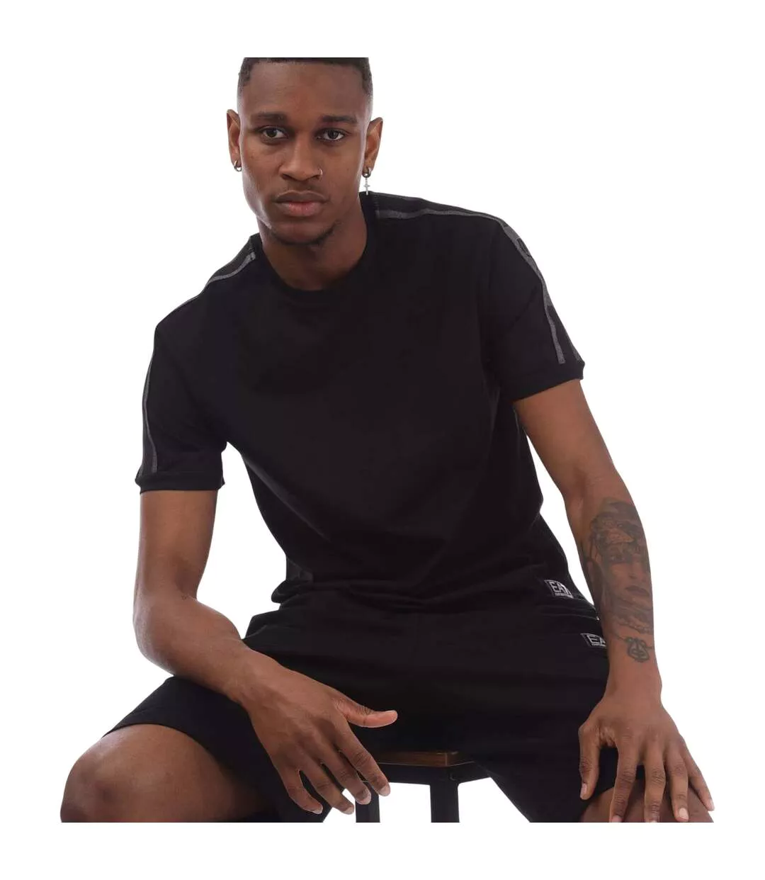 Mens Ea7 Logo Cotton Jersey T-shirt Black Emporio Armani