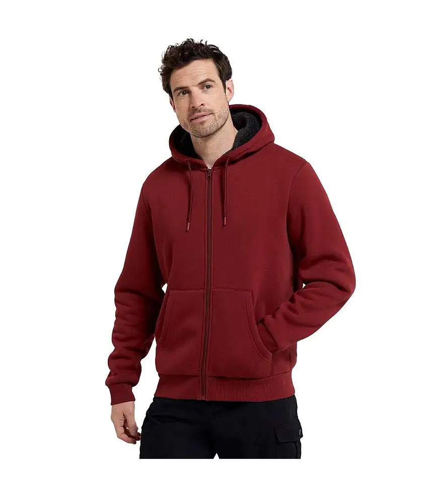 Mens Dalton Borg Lined Full Zip Hoodie Rust Mountain Warehouse