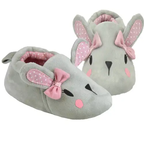 Grey Bunny Rabbit Fleece Full Shoe Slippers