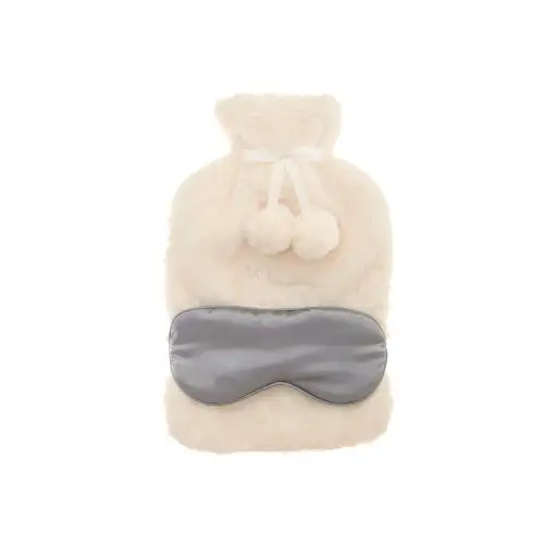 Cream Faux Fur Hot Water Bottle & Eye Mask