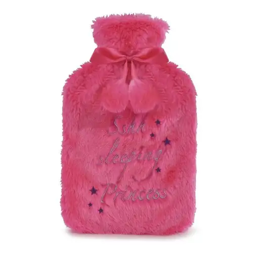 Sleeping Princess Pink Faux Fur 2L Hot Water Bottle
