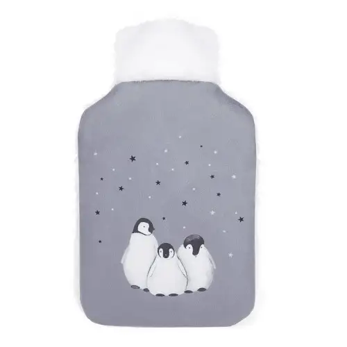 Starry Penguins Faux Fur Back 2L Hot Water Bottle