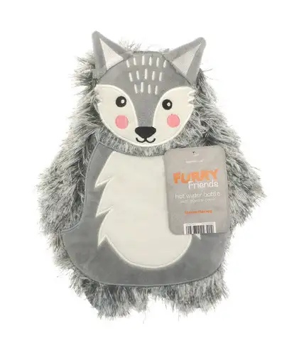 Grey Fox Furry Friend Novelty Hot Water Bottle
