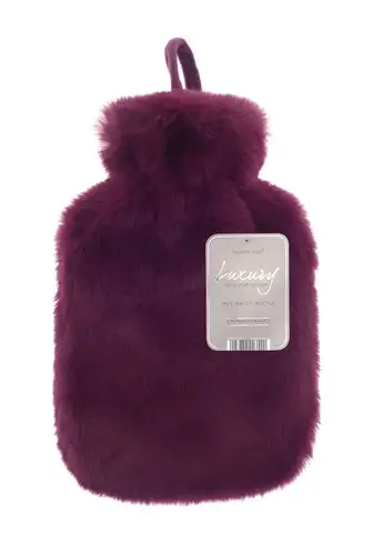 Claret Luxury Faux Fur 2L Hot Water Bottle