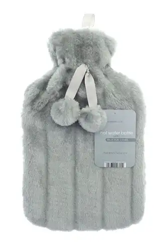 Smoke Faux Fur 2L Hot Water Bottle