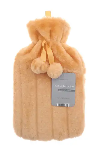 Apricot Faux Fur 2L Hot Water Bottle
