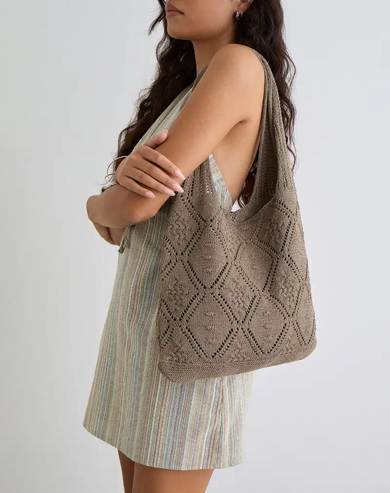 Fika Crochet Bag in Brown
