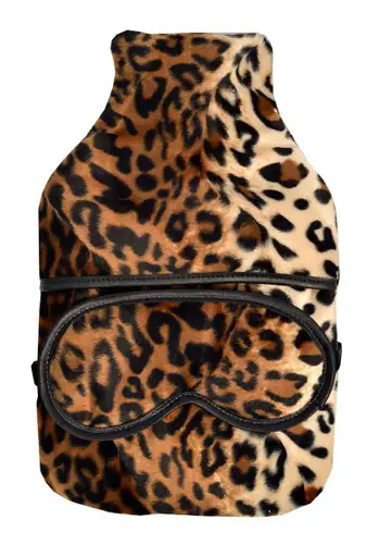 Leopard Plush Fur Hot Water Bottle & Eye Mask