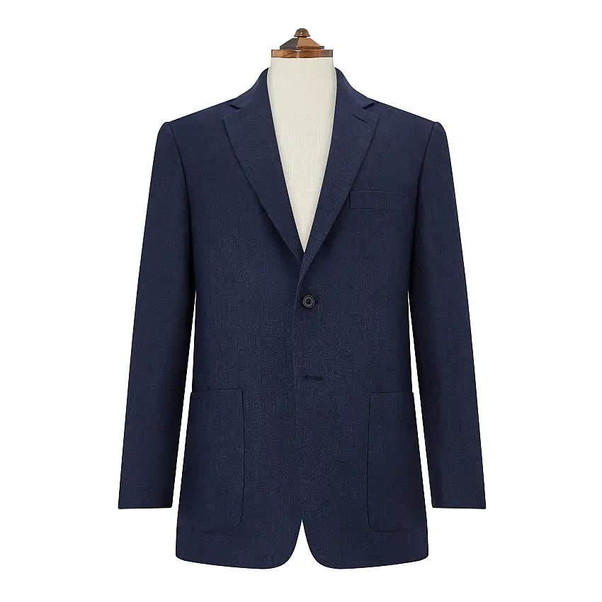 Bletchley Navy Herringbone Linen Jacket