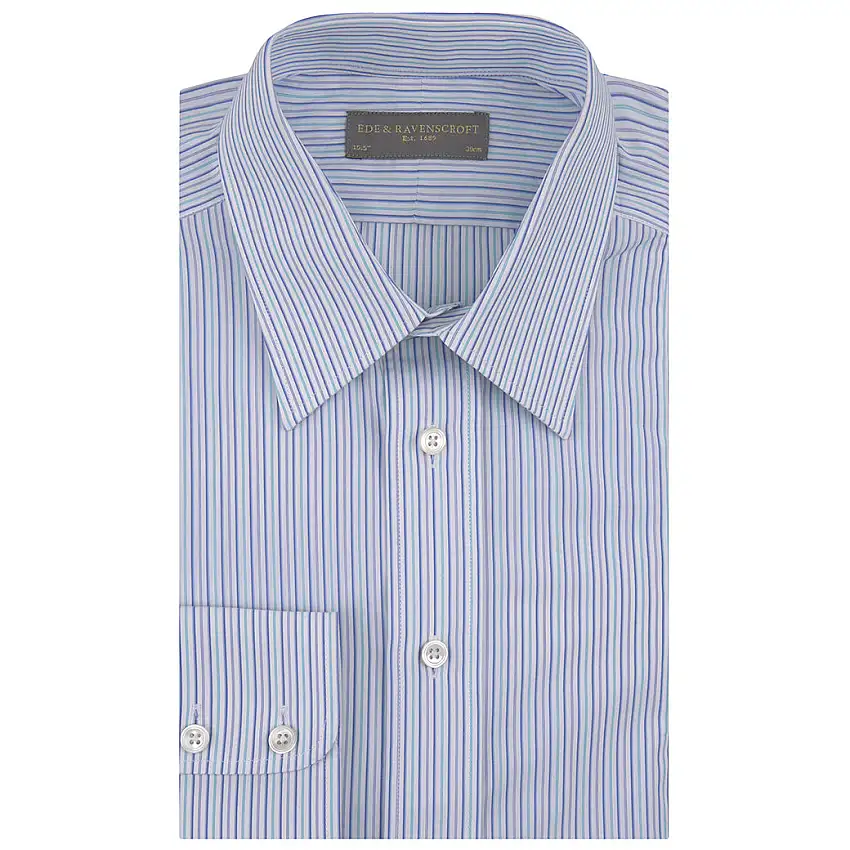 Alex Blue and Green Engineered Stripe Shirt