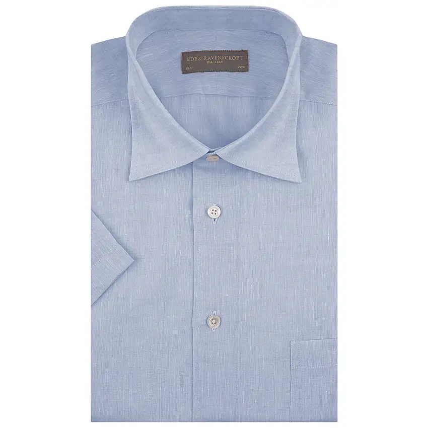 Aubrey Pale Blue Short Sleeve Linen Shirt