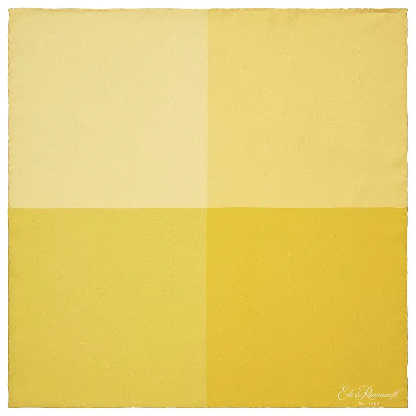 Yellow Silk Four Colour Block Pocket Square