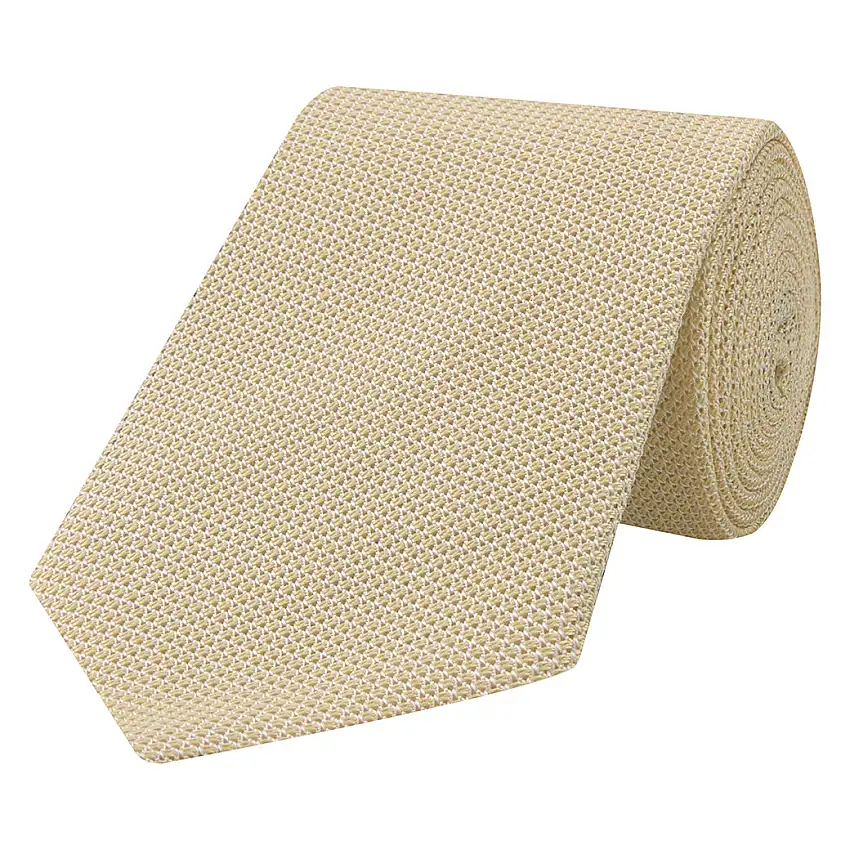 Yellow Solid Grenadine Woven Silk Tie