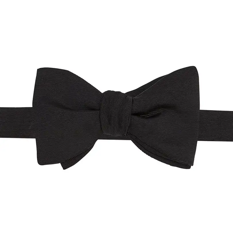 Black Grosgrain Silk and Cotton Bow Tie