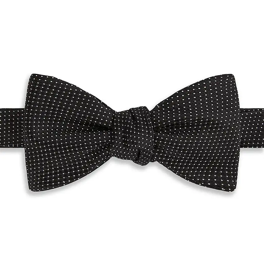 Black and White Micro Dot Woven Silk Bow Tie