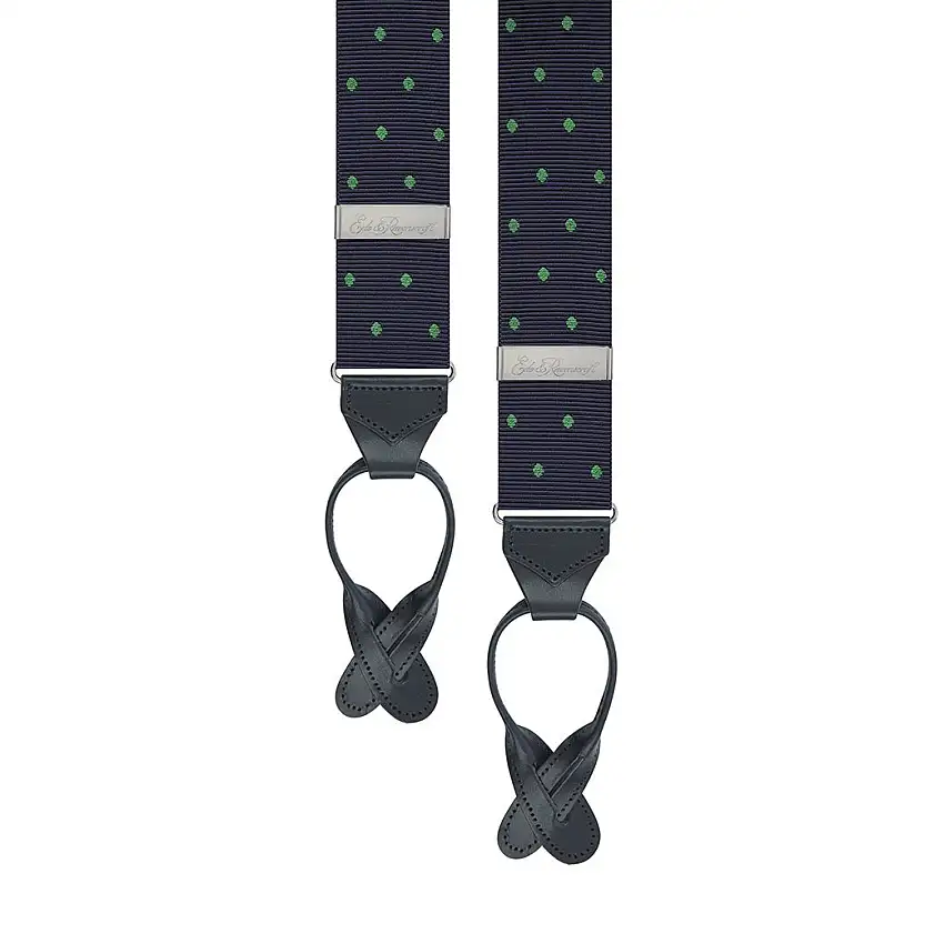 Navy and Green Webbed Spot Braces