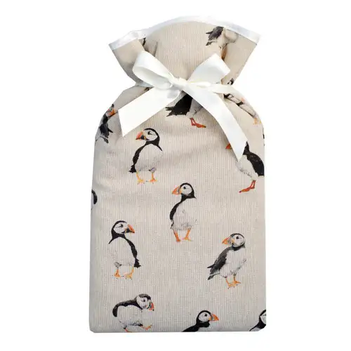 Puffins Print Cotton 2L Hot Water Bottle
