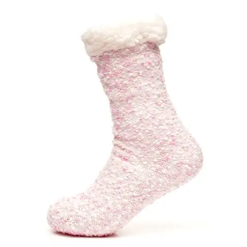 Pink Popcorn Chenille Knit Slipper Socks