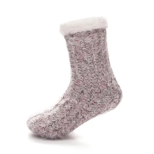 Mauve Melange Space Dyed Yarn Slipper Socks