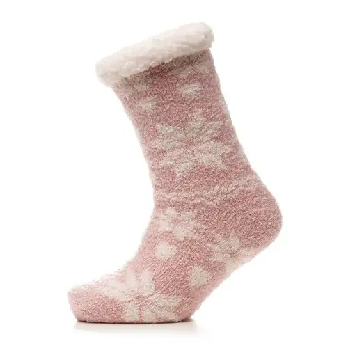 Pink Nordic Chenille Knit Slipper Socks