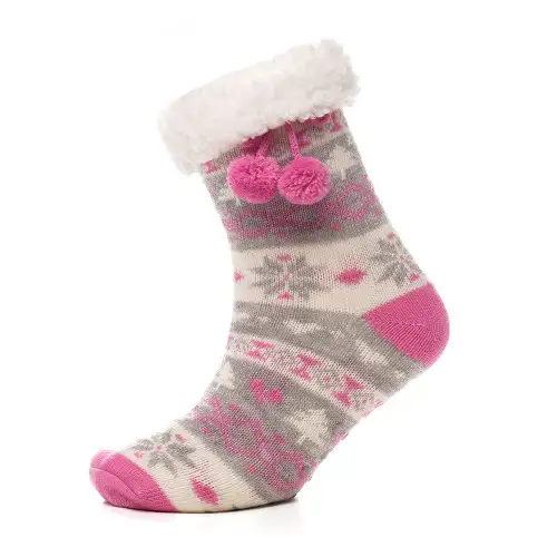 Festive Fair Isle Sherpa Lined Slipper Socks