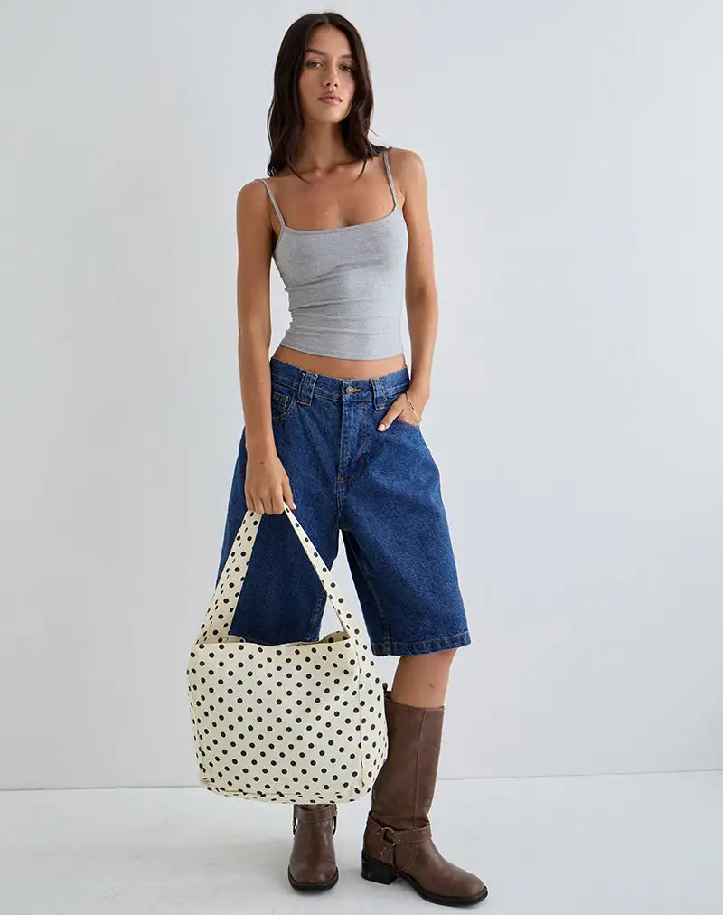 Sota Polka Twill Bag in White and Black