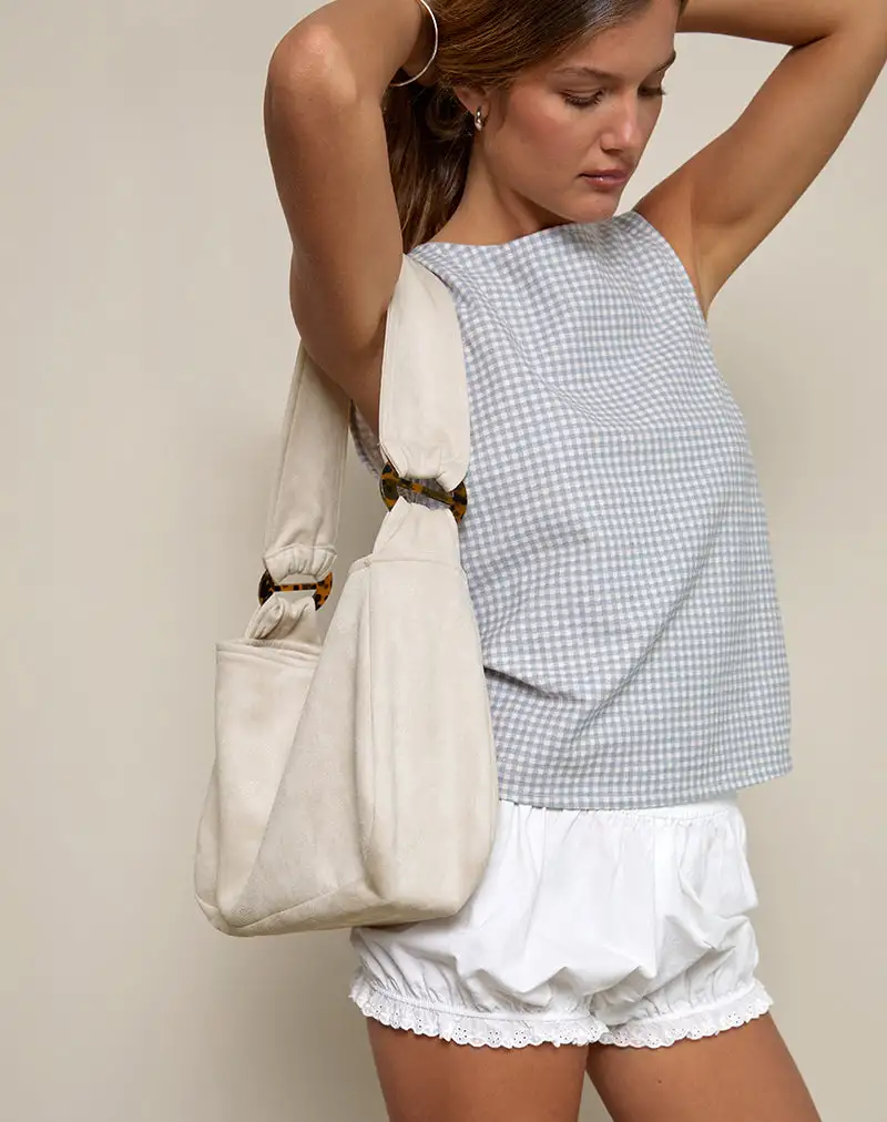 Tetira Bag with Double Tortoise Shell Buckle in Cream