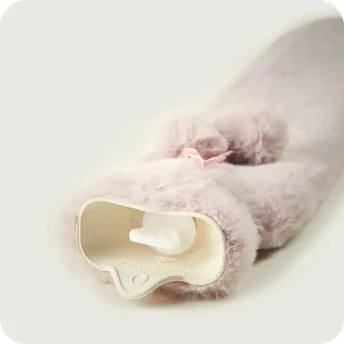 Blush Rose Faux Fur Long Hot Water Bottle