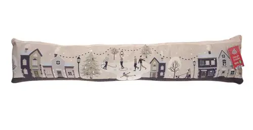 Winter Day Skating Xmas Print Draught Excluder