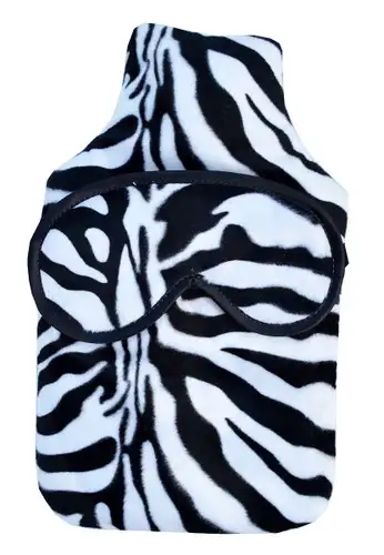 Zebra Faux Fur Hot Water Bottle & Eye Mask
