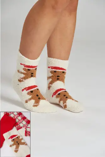 Gingerbread Man & Red Cosy Socks 3 Pack