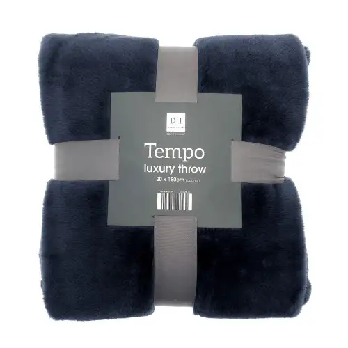 Tempo Navy Luxury Faux Fur Throw 120x150cm