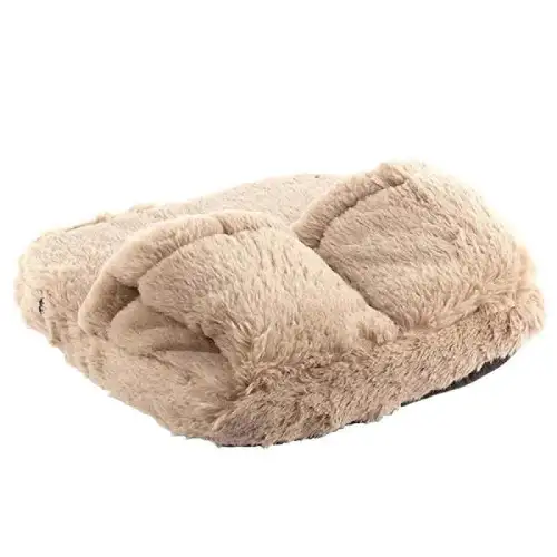 Taupe Faux Fur Massaging Foot Warmer Muff