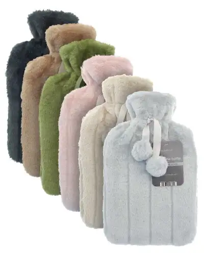 Cosy Faux Fur Pompom 2L Hot Water Bottle