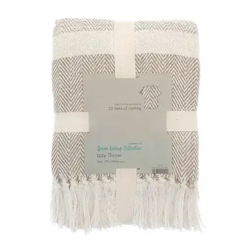 Izzy Beige Herringbone Recycled Throw 170x200cm