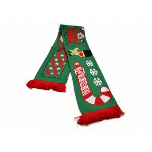 Red Bus Sleigh Christmas Scarf