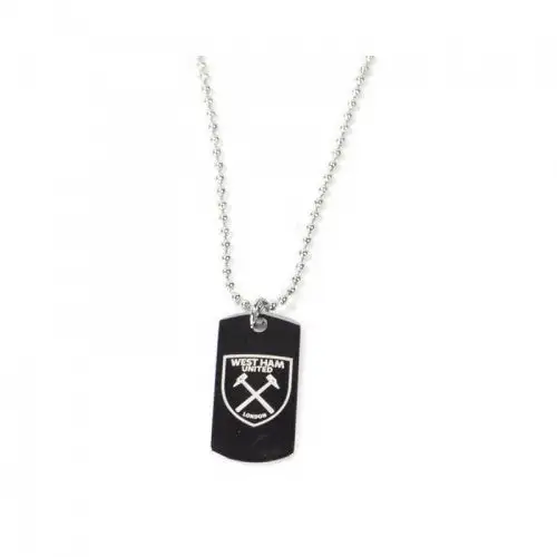 West Ham United FC Stainless Steel Engraved Crest Dog Tag And Chain