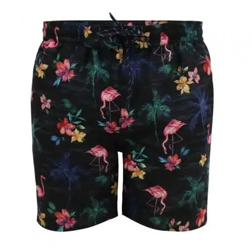 Duke Mens D555 Campton Palm Tree & Flamingo Kingsize Swim Shorts