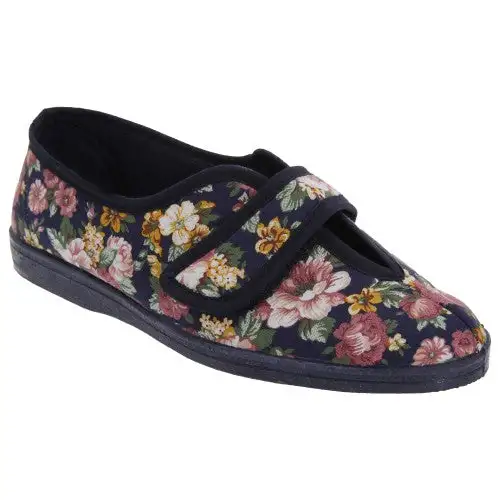 Sleepers Womens/Ladies Wilma Touch Fastening V Opening Floral Casual Cotton Slippers