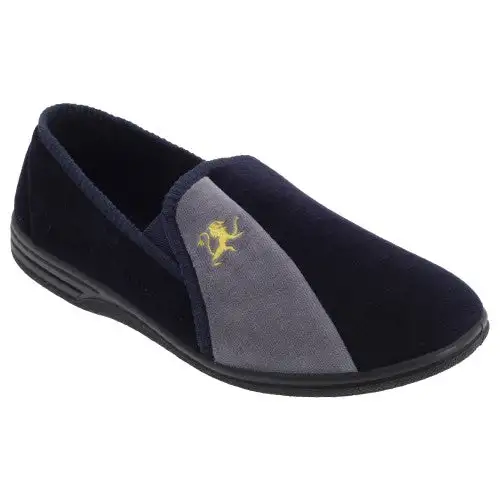 Zedzzz Mens Aaron Twin Gusset Velour Slippers