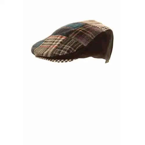 Mens Patchwork Winter Flat Cap With Wool