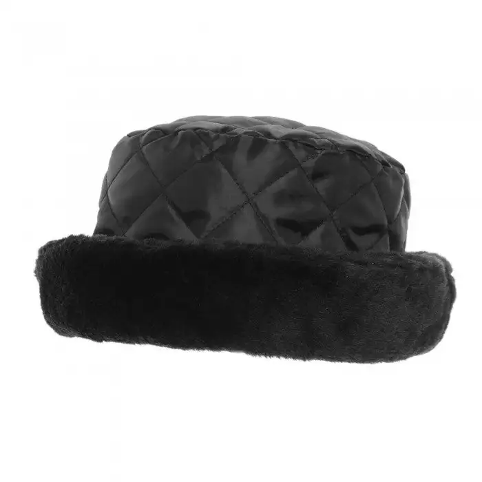 Ladies/Womens Quilted Winter Faux Fur Trim Hat