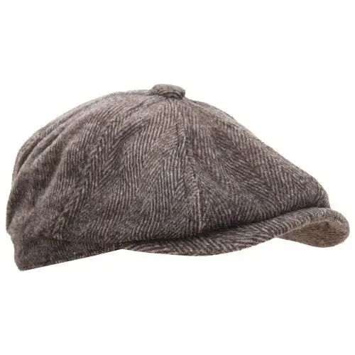 Mens 8 Panel Wool Blend Newsboy Cap