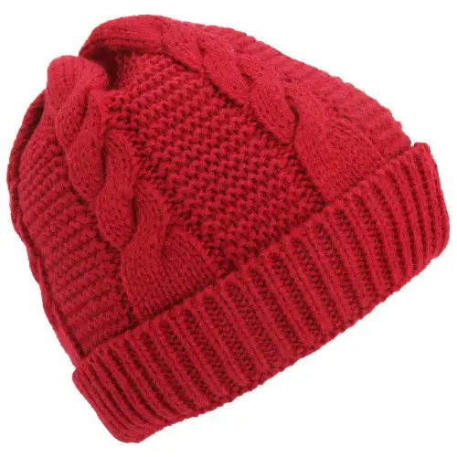 Ladies/Womens Cable Knit Fleece Lined Winter Beanie Hat