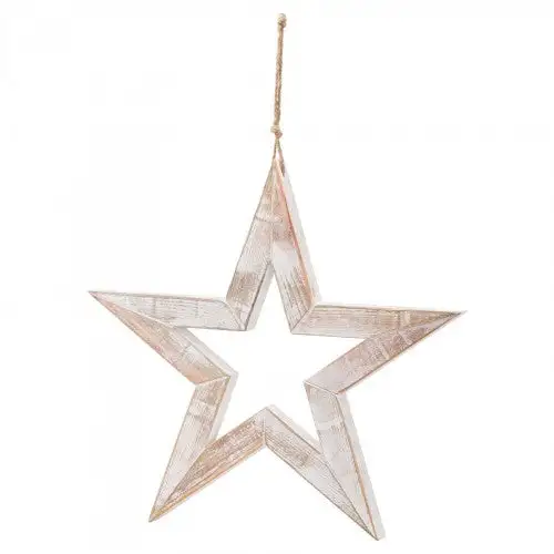 Hill Interiors Sparkle Wooden Star Hanging Ornament