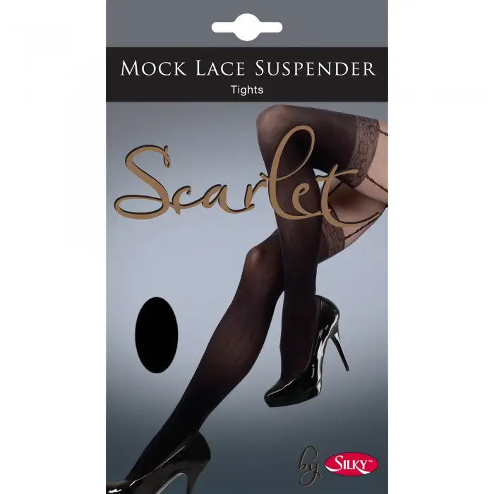 Silky Womens/Ladies Scarlet Mock Lace Suspender Tights (1 Pair)